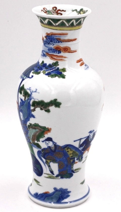 古玩陶瓷青花加彩瓶真品鑒賞圖