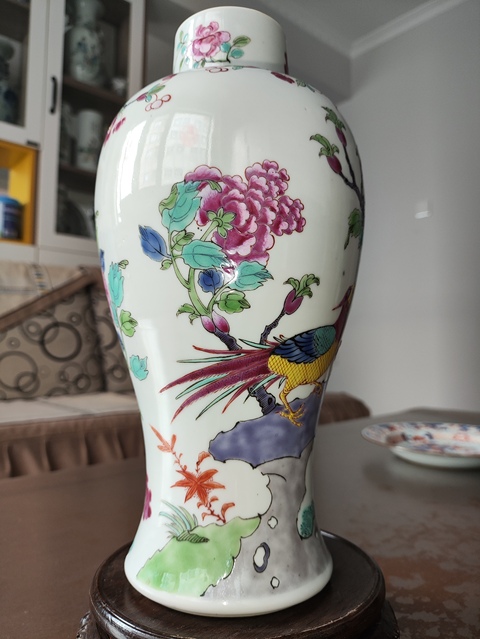 古玩陶瓷花鳥紋粉彩雞腿瓶真品鑒賞圖