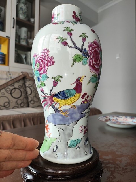古玩陶瓷花鳥紋粉彩雞腿瓶真品鑒賞圖