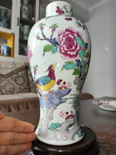 古玩陶瓷花鳥紋粉彩雞腿瓶真品鑒賞圖