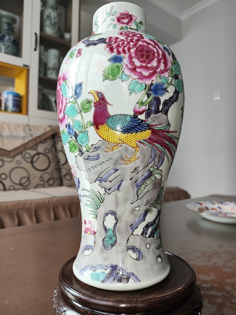 古玩陶瓷花鳥紋粉彩雞腿瓶真品鑒賞圖
