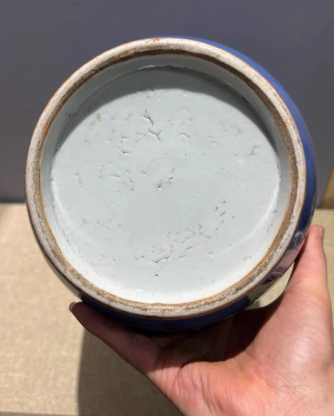 古玩陶瓷釉下三彩花卉紋撇口瓶真品鑒賞圖
