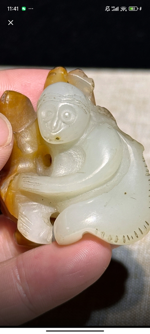 古玩玉器岫玉雕“輩輩侯”把件真品鑒賞圖