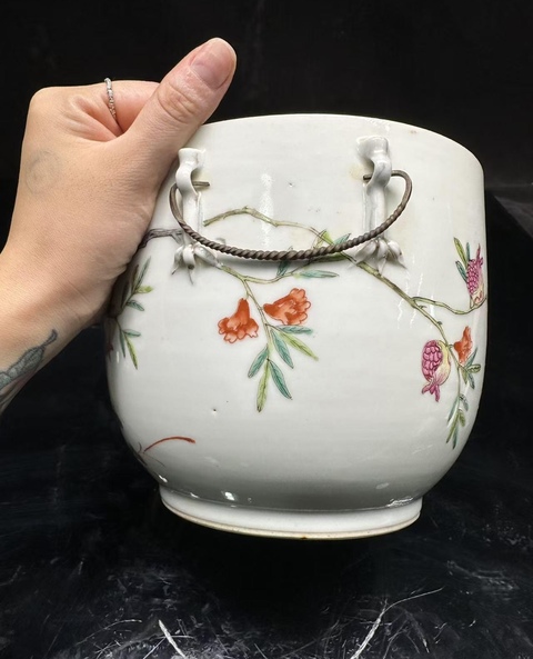 古玩陶瓷民國 粉彩石榴紋蓋缸真品鑒賞圖