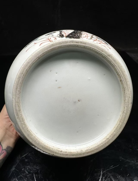 古玩陶瓷民國 粉彩石榴紋蓋缸真品鑒賞圖