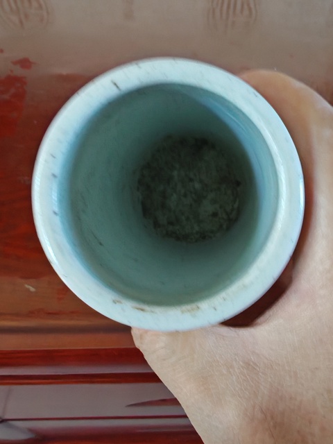 古玩陶瓷淺絳彩山水人物筆筒真品鑒賞圖