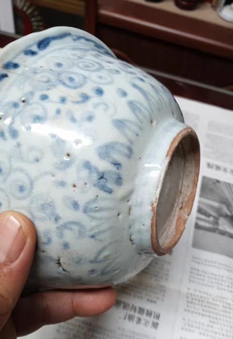 古玩陶瓷青花螺旋紋撇口碗真品鑒賞圖