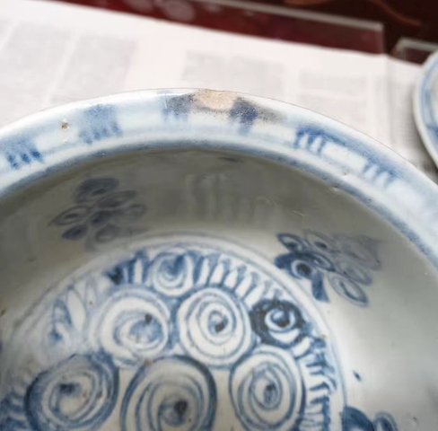 古玩陶瓷青花螺旋紋撇口碗真品鑒賞圖