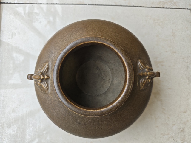 古玩陶瓷清乾隆 茶葉末釉鋪首花囊拍賣，當前價格8500元
