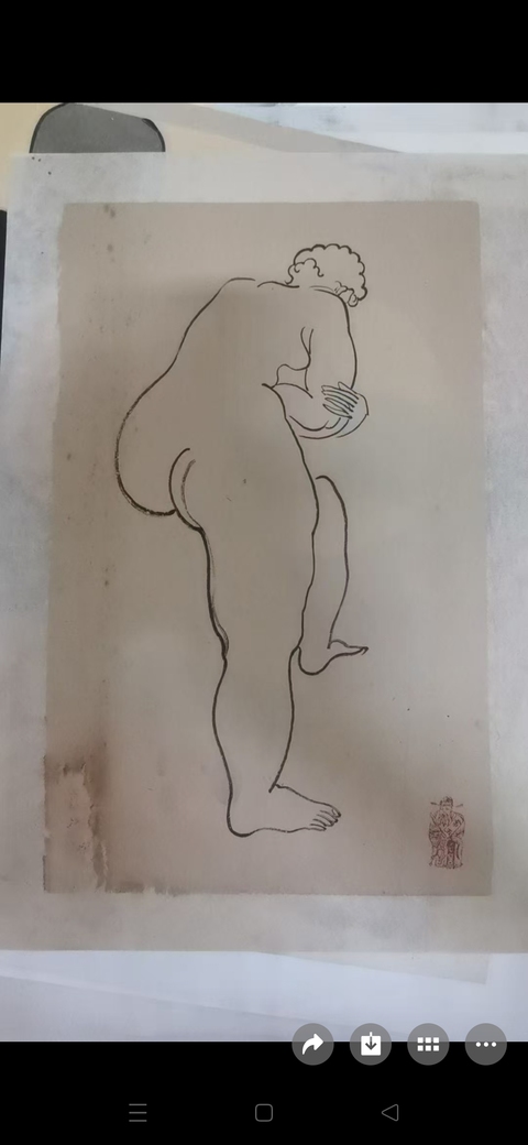 古玩字畫線描寫生人物真品鑒賞圖