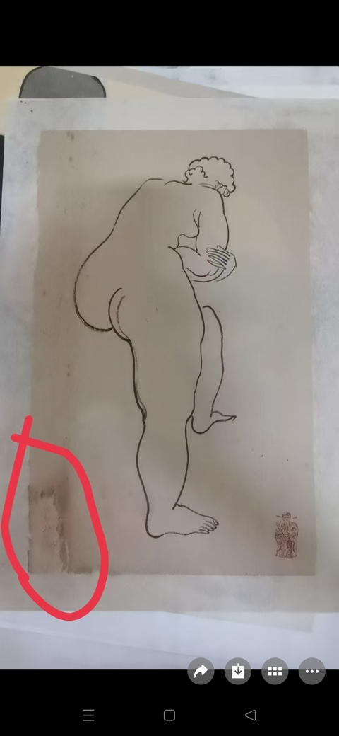 古玩字畫線描寫生人物真品鑒賞圖