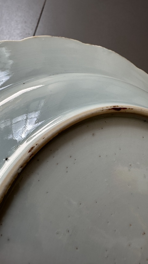 古玩陶瓷青花山水人物花口盤真品鑒賞圖