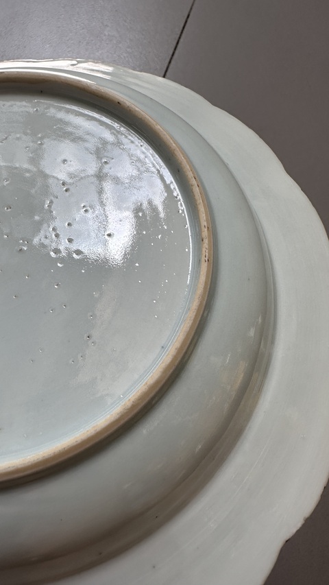 古玩陶瓷青花山水人物花口盤真品鑒賞圖