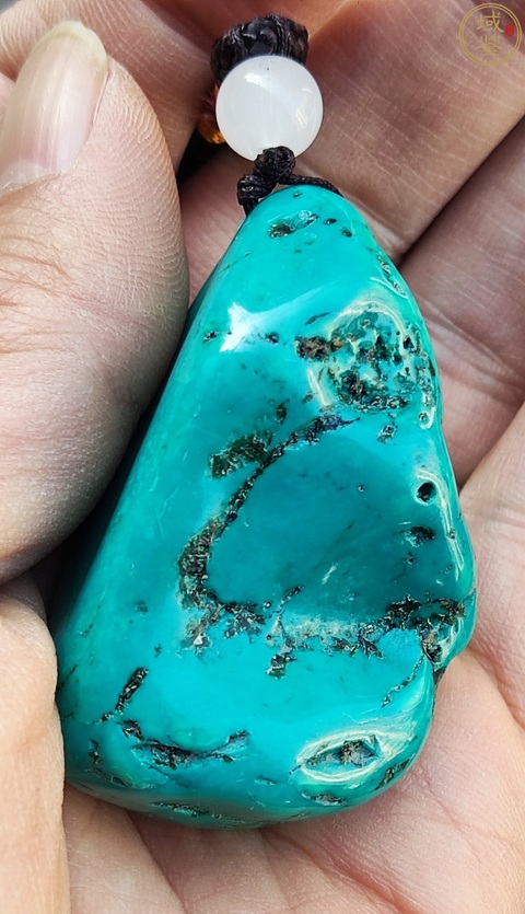 古玩玉器松石原石吊墜真品鑒賞圖