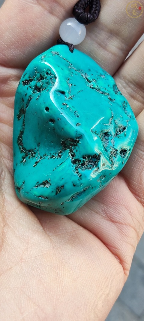 古玩玉器松石原石吊墜真品鑒賞圖