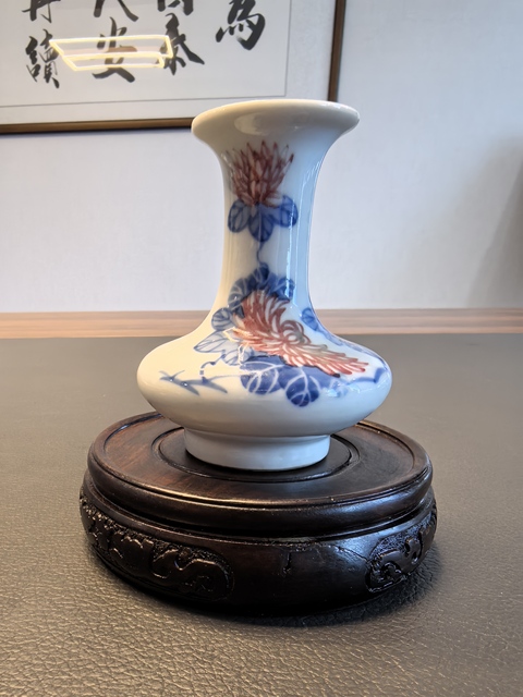 古玩陶瓷青花釉里紅撇口瓶真品鑒賞圖