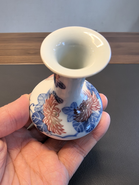 古玩陶瓷青花釉里紅撇口瓶真品鑒賞圖