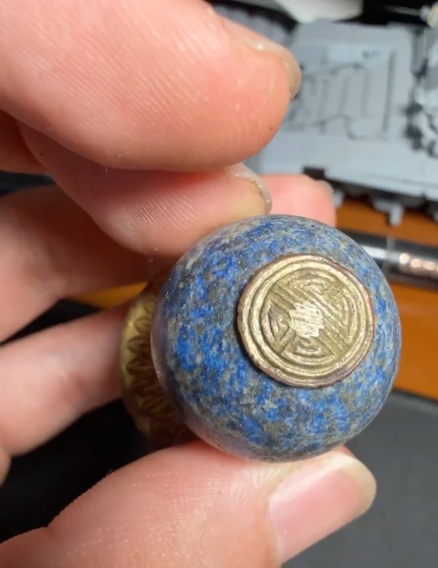 古玩玉器青金石帽頂真品鑒賞圖