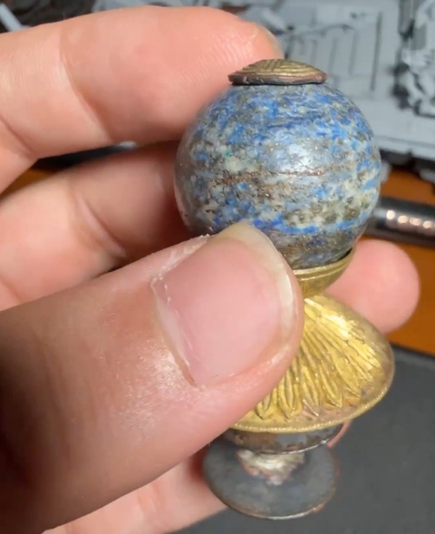古玩玉器青金石帽頂真品鑒賞圖
