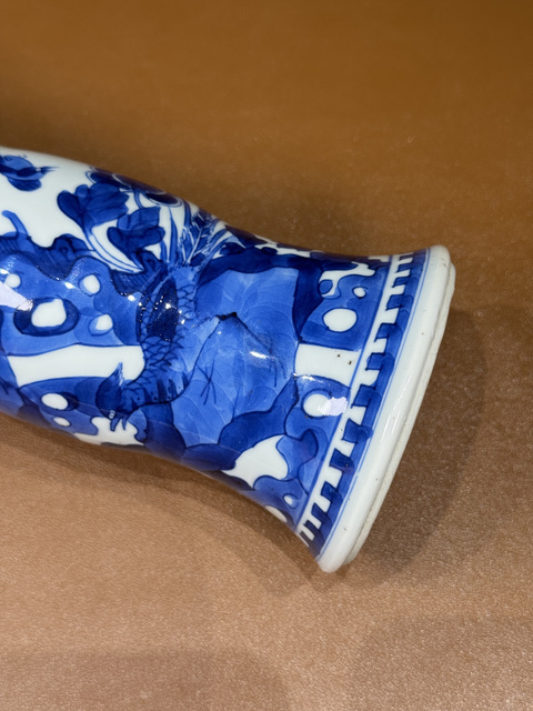 古玩陶瓷清康熙 青花花鳥紋花觚真品鑒賞圖