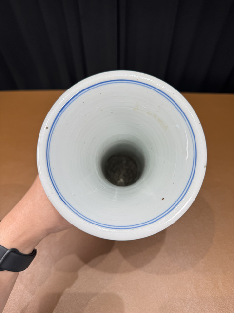 古玩陶瓷清康熙 青花花鳥紋花觚真品鑒賞圖