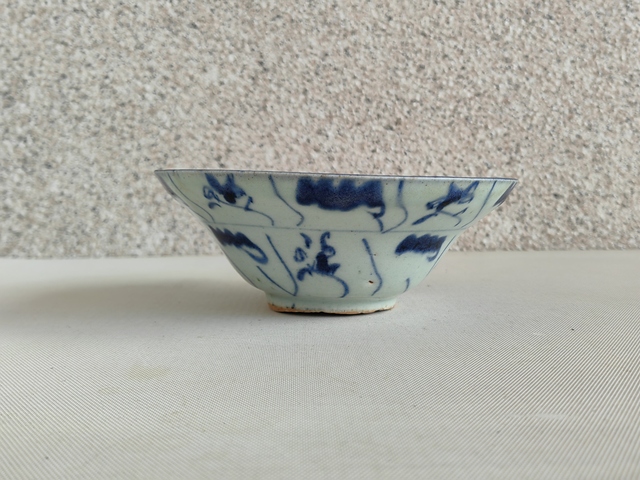 古玩陶瓷青花靈芝花卉紋碗拍賣,當前價格398元