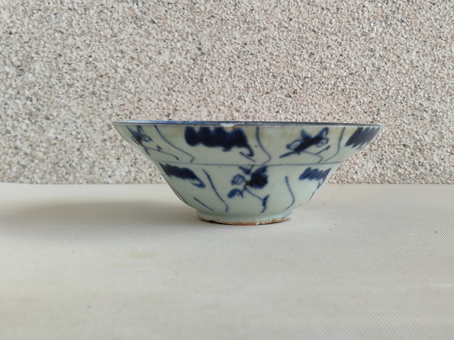 古玩陶瓷青花靈芝花卉紋碗拍賣,當前價格398元