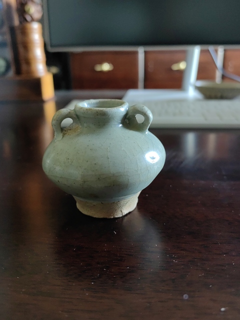古玩陶瓷龍泉雙耳水盂真品鑒賞圖