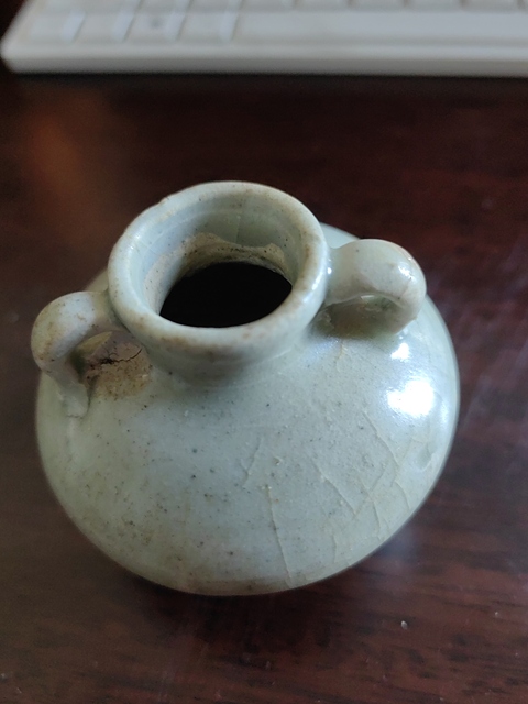 古玩陶瓷龍泉雙耳水盂真品鑒賞圖