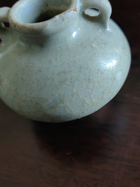 古玩陶瓷龍泉雙耳水盂真品鑒賞圖