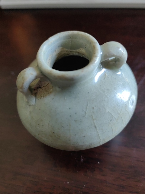 古玩陶瓷龍泉雙耳水盂真品鑒賞圖