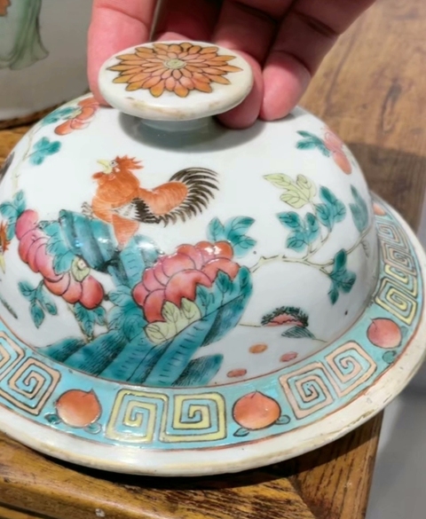 古玩陶瓷富貴大吉圖粉彩將軍罐真品鑒賞圖