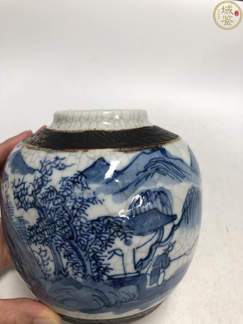 古玩陶瓷清晚·哥釉青花山水人物紋罐拍賣,當(dāng)前價(jià)格1388元