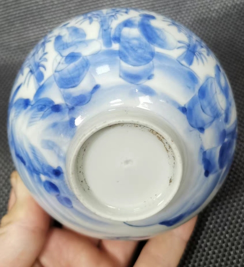 古玩陶瓷竹林人物紋碗真品鑒賞圖