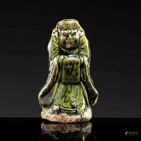 古玩陶瓷綠釉文官俑真品鑒賞圖
