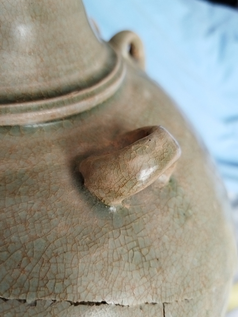 古玩陶瓷岳州窯青釉六系盤(pán)口壺標(biāo)本真品鑒賞圖