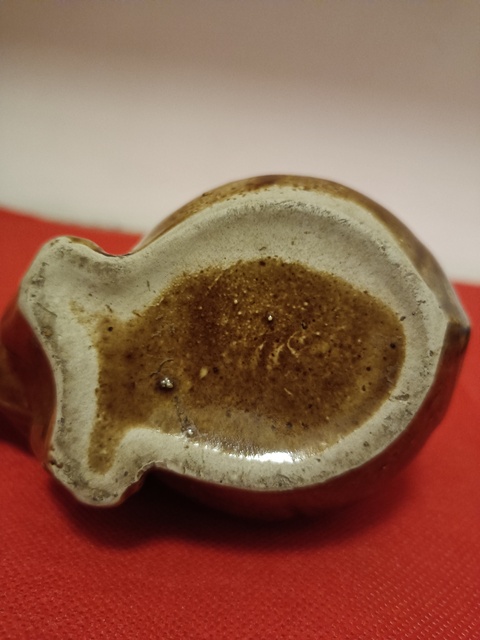古玩陶瓷醬釉貓型壺真品鑒賞圖