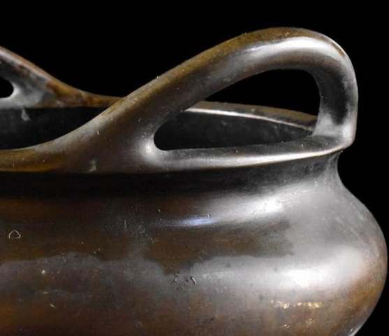古玩銅器清代橋耳三足爐真品鑒賞圖