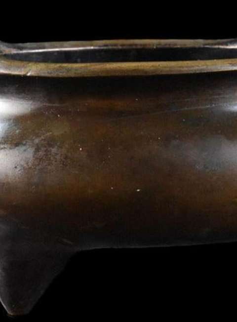 古玩銅器清代橋耳三足爐真品鑒賞圖