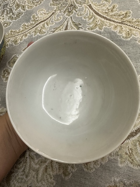 古玩陶瓷黃地粉彩萬壽無疆茶碗真品鑒賞圖