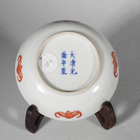 古玩陶瓷清光緒 粉彩梅竹雙清三寸盤真品鑒賞圖