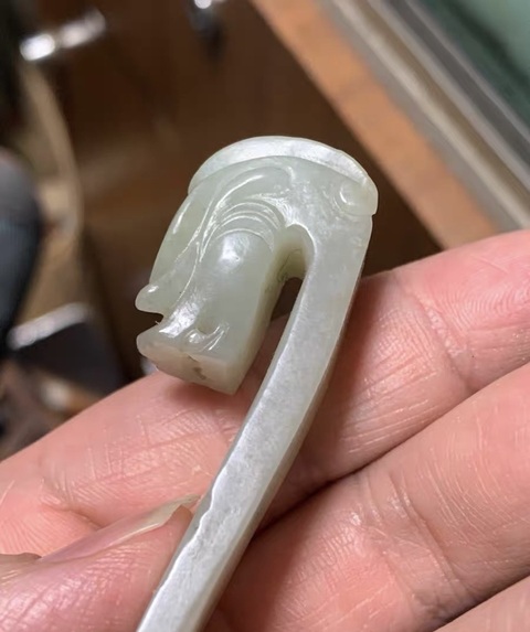古玩玉器和田玉雕“龍首帶鉤”真品鑒賞圖
