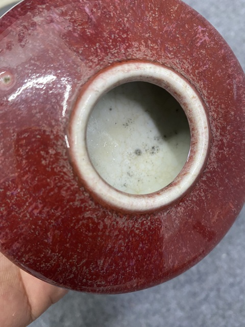 古玩陶瓷紅釉窯變水盂真品鑒賞圖