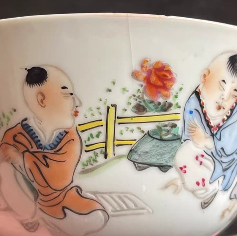 古玩陶瓷嬰戲紋小碗真品鑒賞圖
