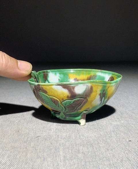 古玩陶瓷民國虎皮三彩洗真品鑒賞圖