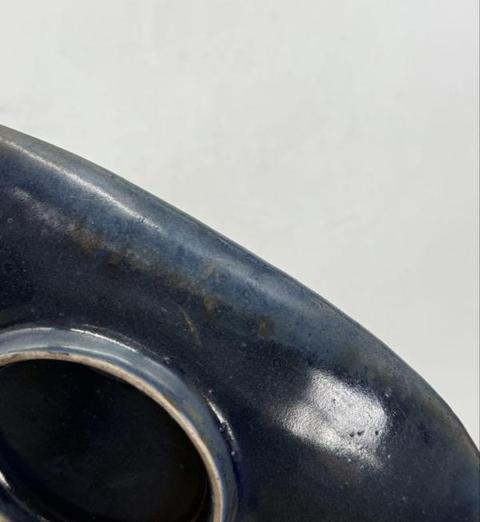 古玩陶瓷清晚·藍(lán)釉描金纏枝花卉紋茶船真品鑒賞圖