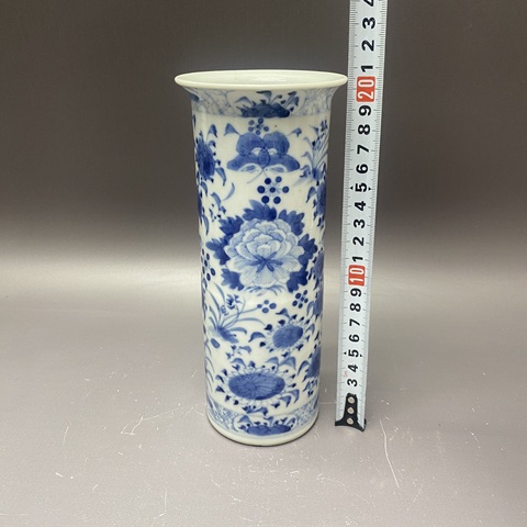 古玩陶瓷清晚期·花鳥紋青花箭筒拍賣，當前價格2160元
