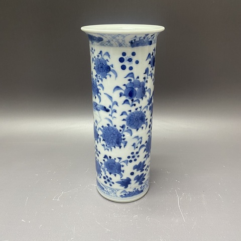 古玩陶瓷清晚期·花鳥紋青花箭筒拍賣，當前價格2160元