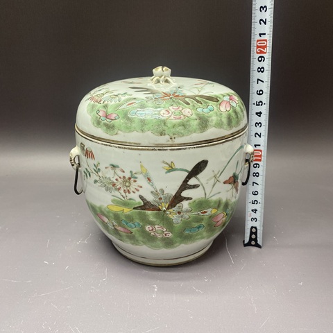 古玩陶瓷清晚期·梅花花鳥·粉彩四系粥罐拍賣，當前價格4260元