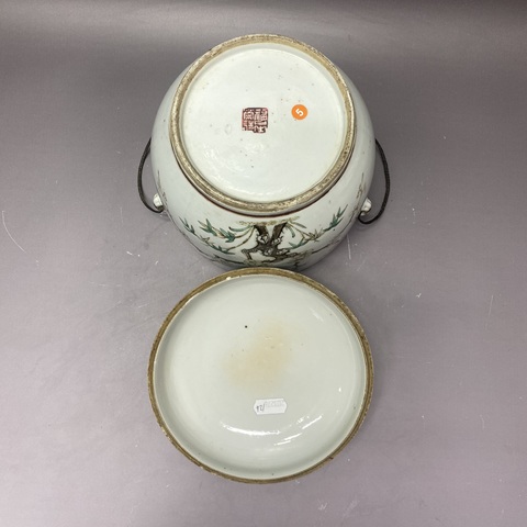 古玩陶瓷清晚期·梅花花鳥·粉彩四系粥罐拍賣，當前價格4260元